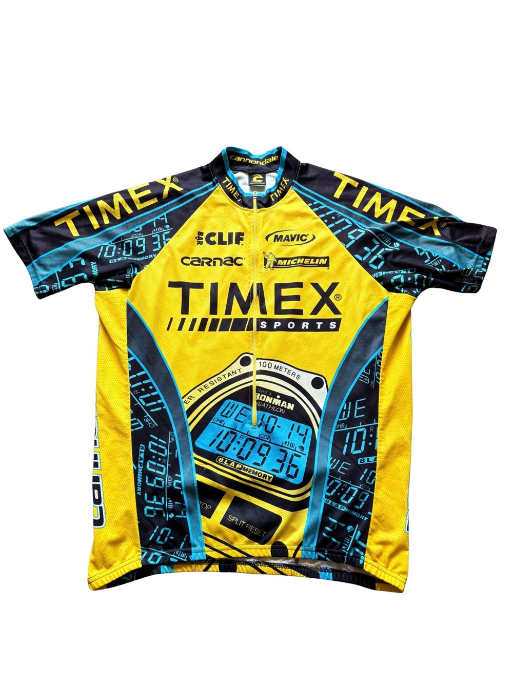TIMEX Men's Short-Sleeve Cycling Jersey in Yellow & Blue